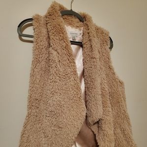 Calvin Klein faux fur waterfall vest